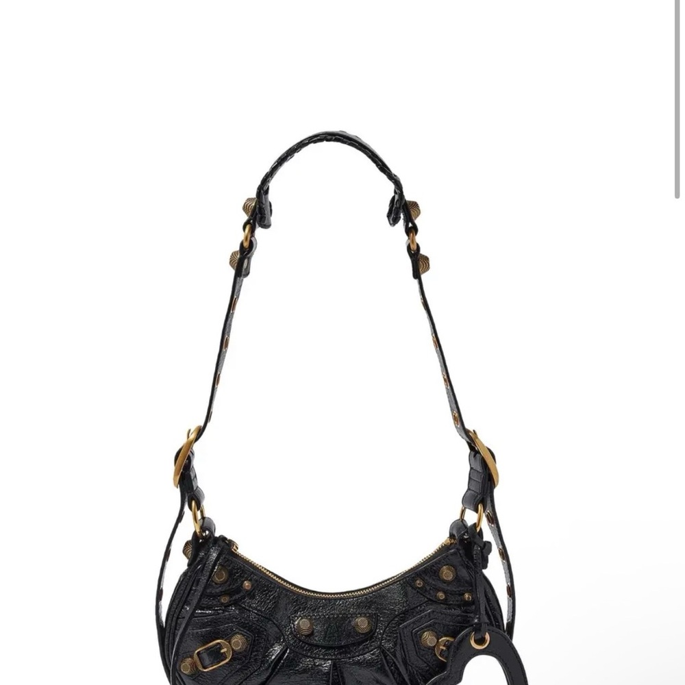 Balenciaga Le cagote Black Leather Shoulder Bag with Gold Hardware